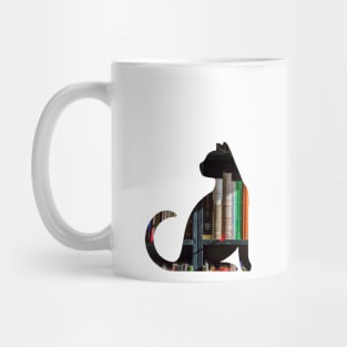 Cat in a book silhouette Mug